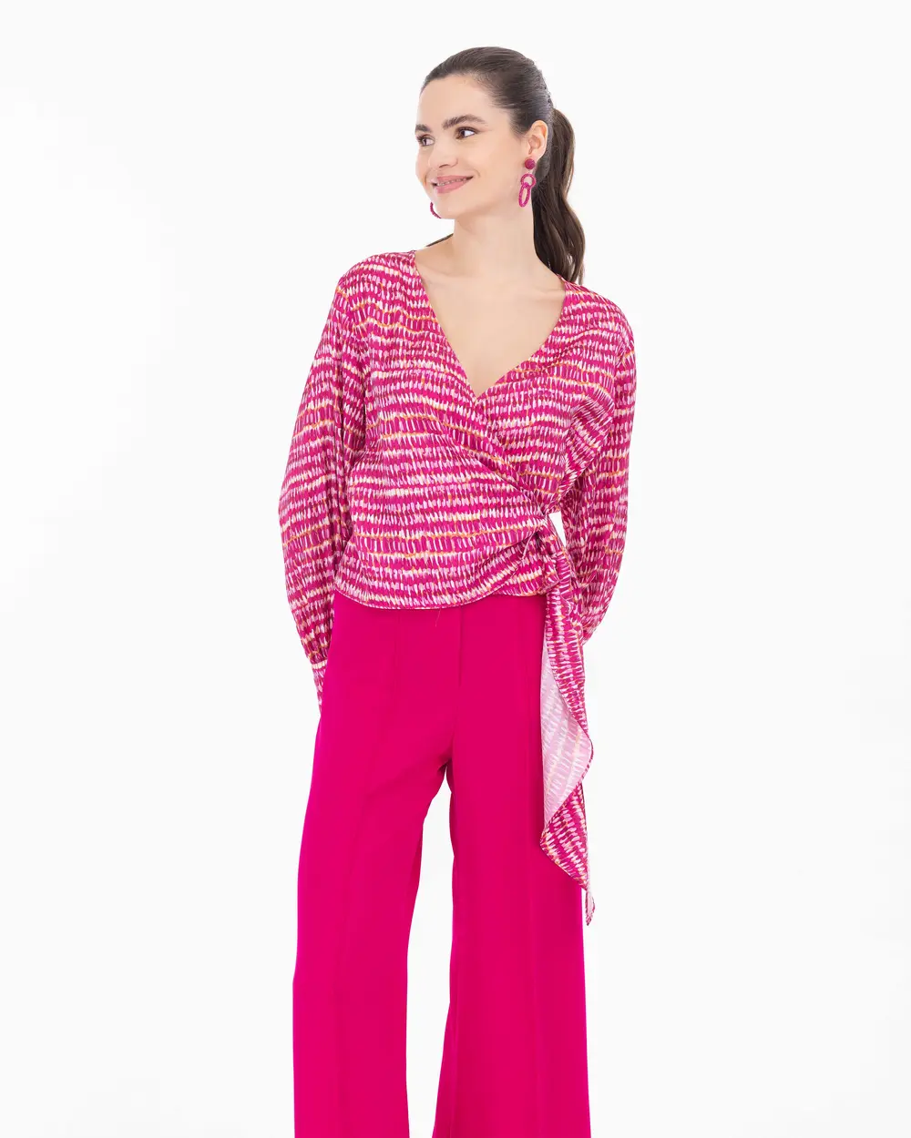 Desenli Bel Boy Anvelop Bluz