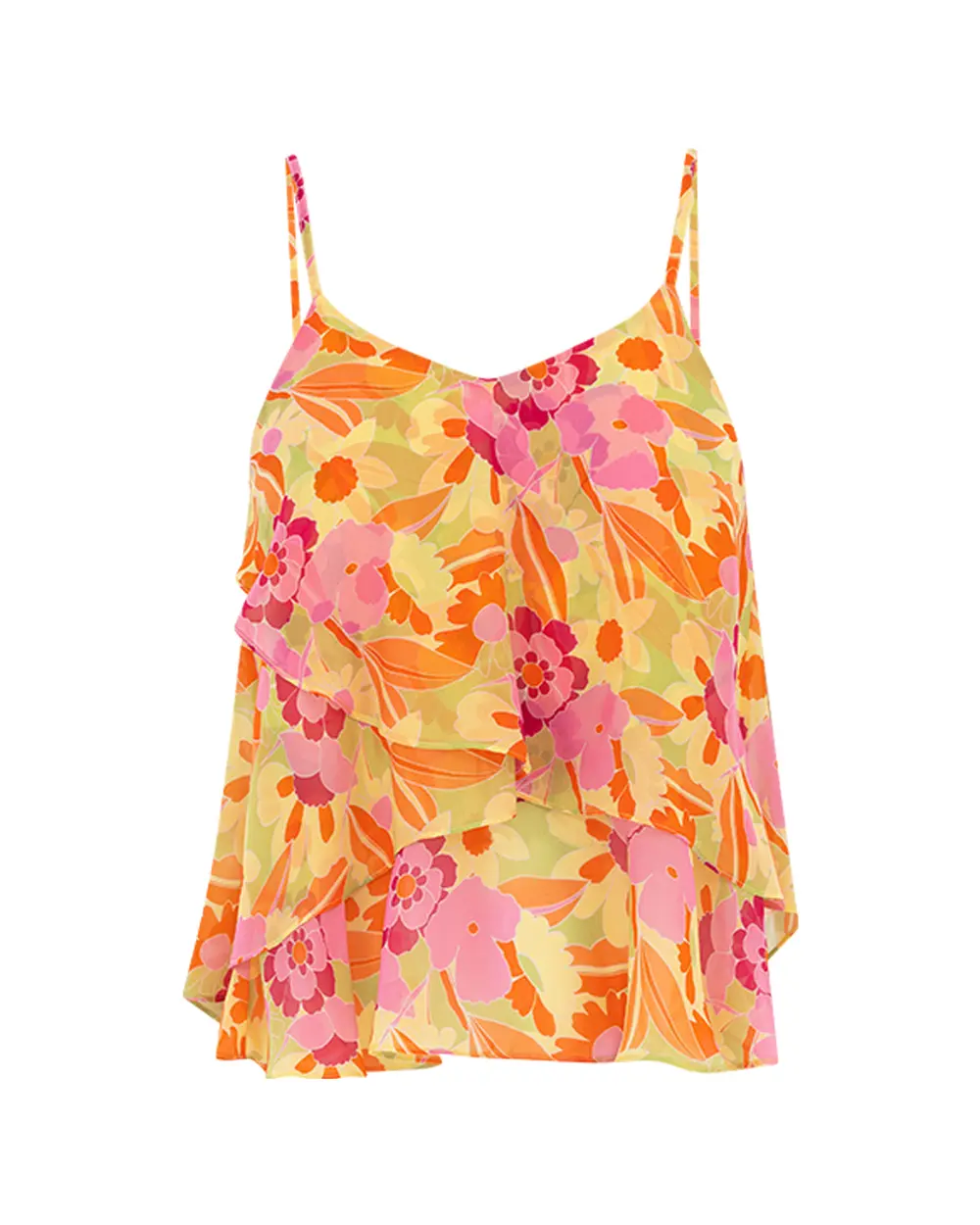 Floral Patterned Waist Length Strap Blouse