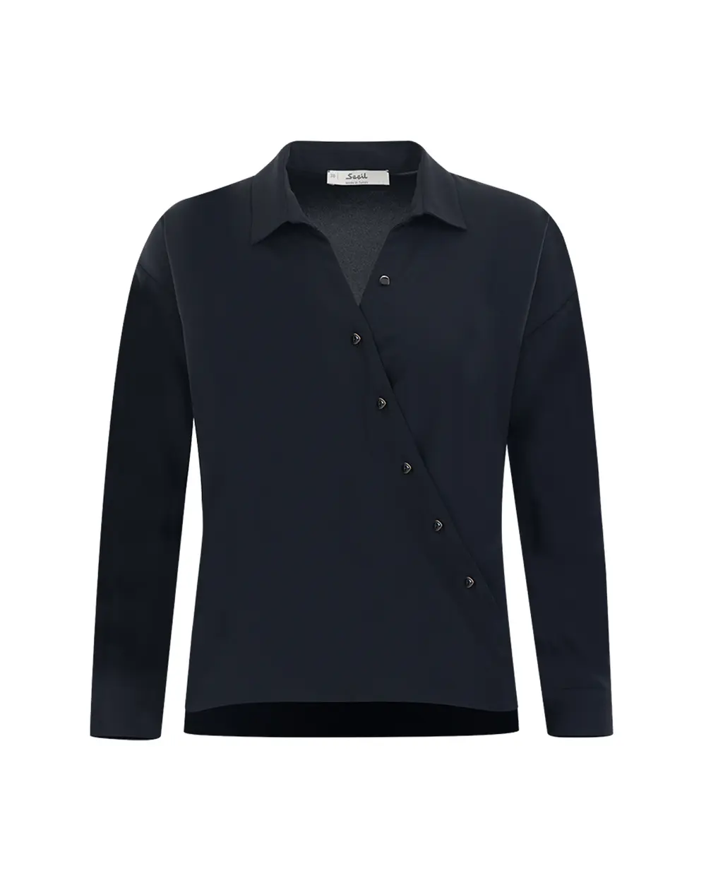 Gömlek Yaka Manşetli Uzun Kollu Bluz