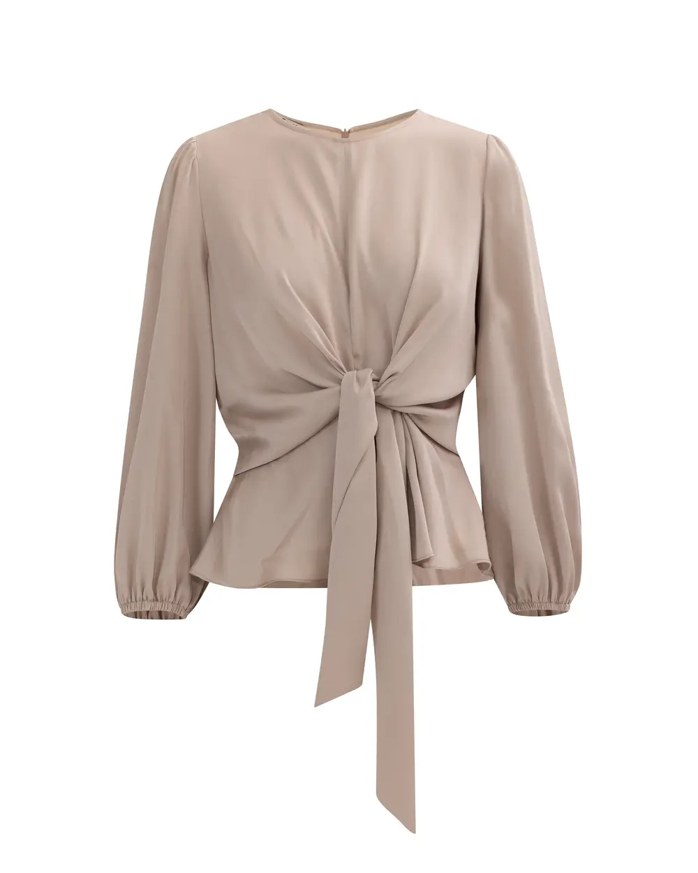 Pleated Waist Long Sleeve Blouse