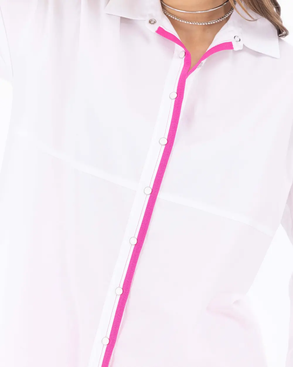 Piping Detailed Foldable Sleeve Poplin Shirt