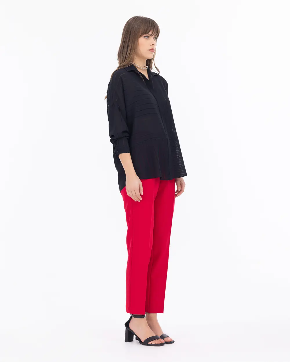 Gizli Düğme Uzun Kollu Gömlek