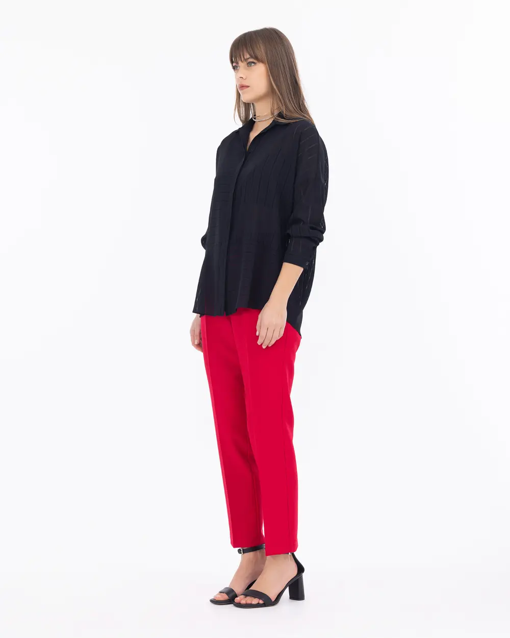 Gizli Düğme Uzun Kollu Gömlek