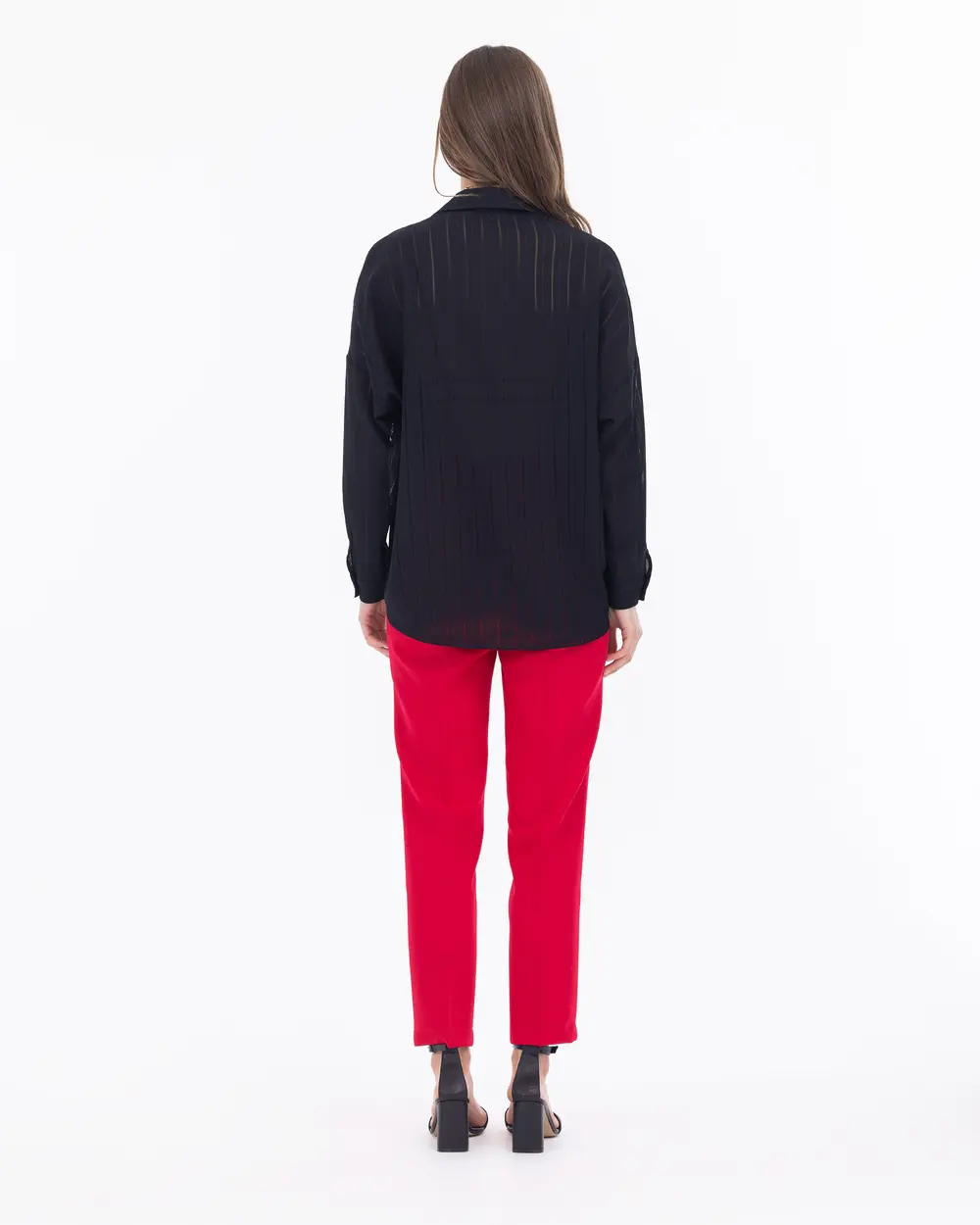 Gizli Düğme Uzun Kollu Gömlek