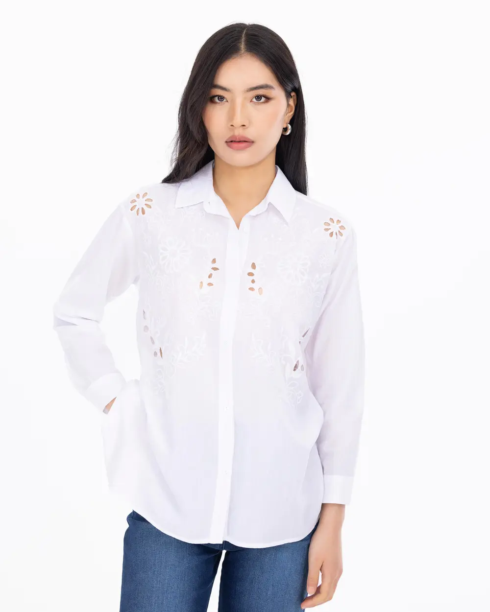 Voile Embroidery Detailed Shirt