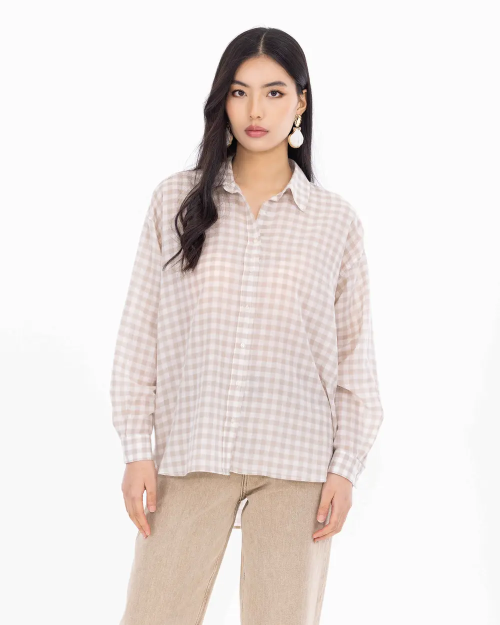 Relaxed Fit Checkered Low-Sleeve Shirt