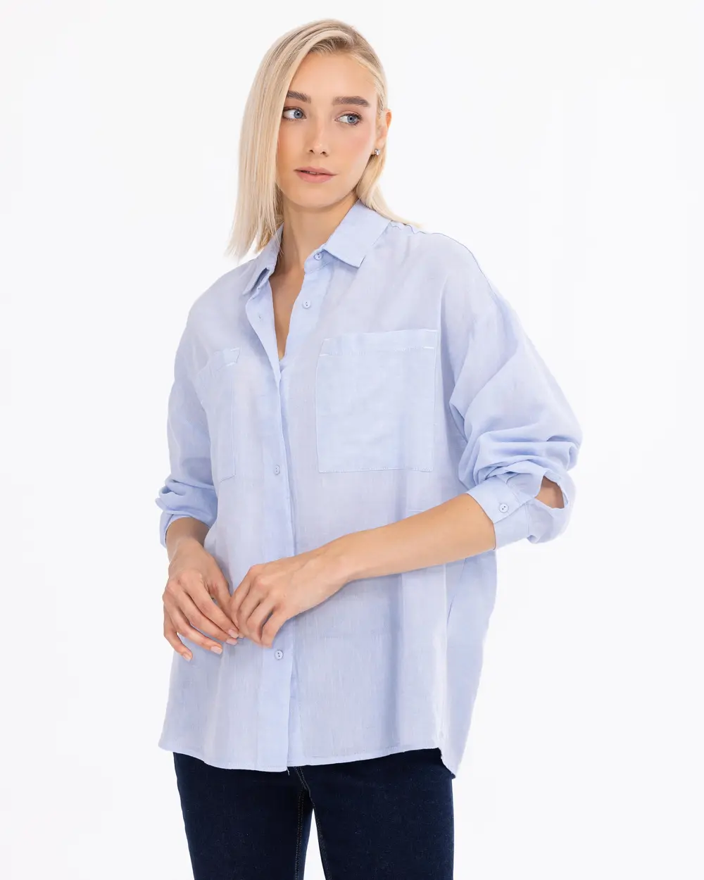 Pocket Detailed Relaxed Linen Shirt