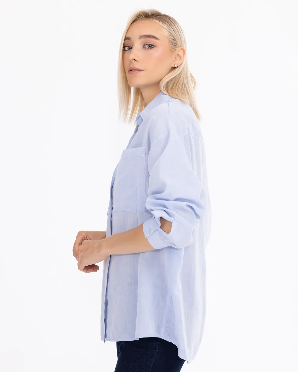 Pocket Detailed Relaxed Linen Shirt