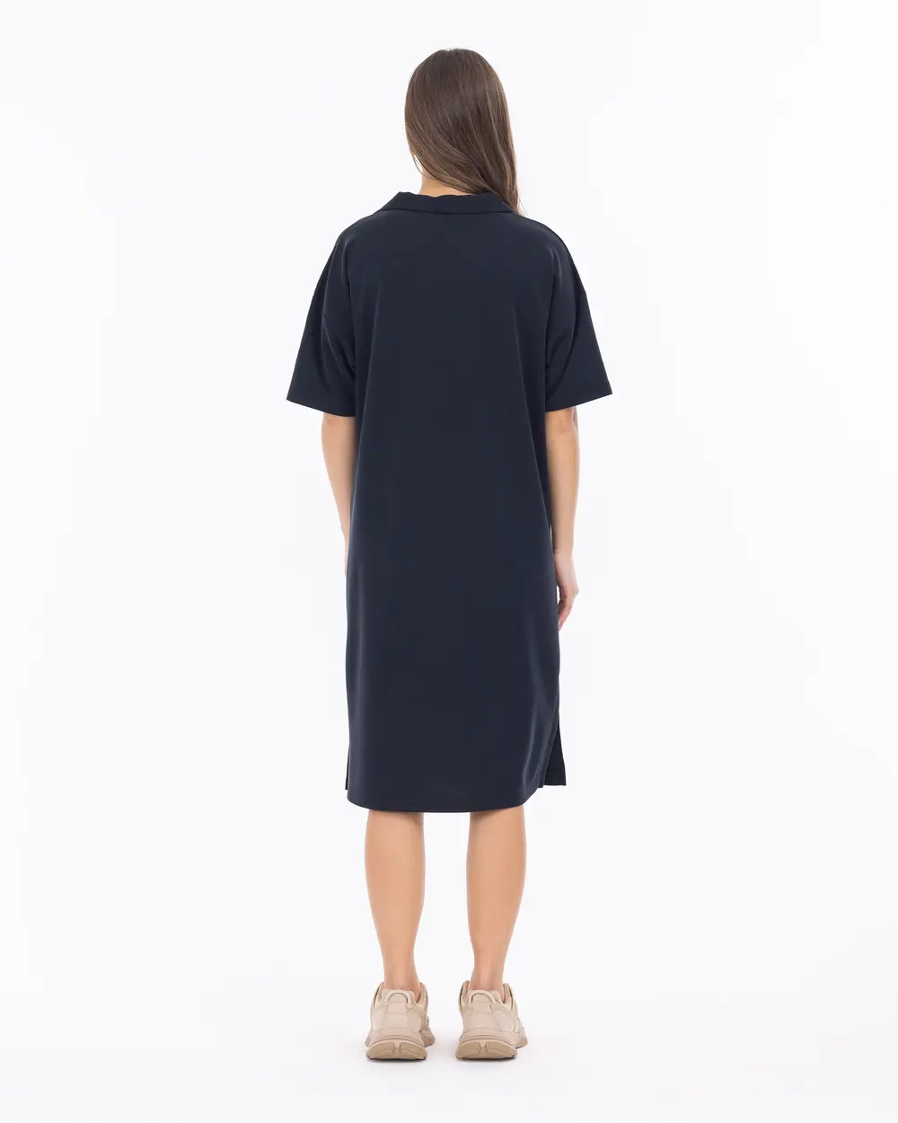 Polo Yaka Örme Kumaş Kısa Kol Elbise