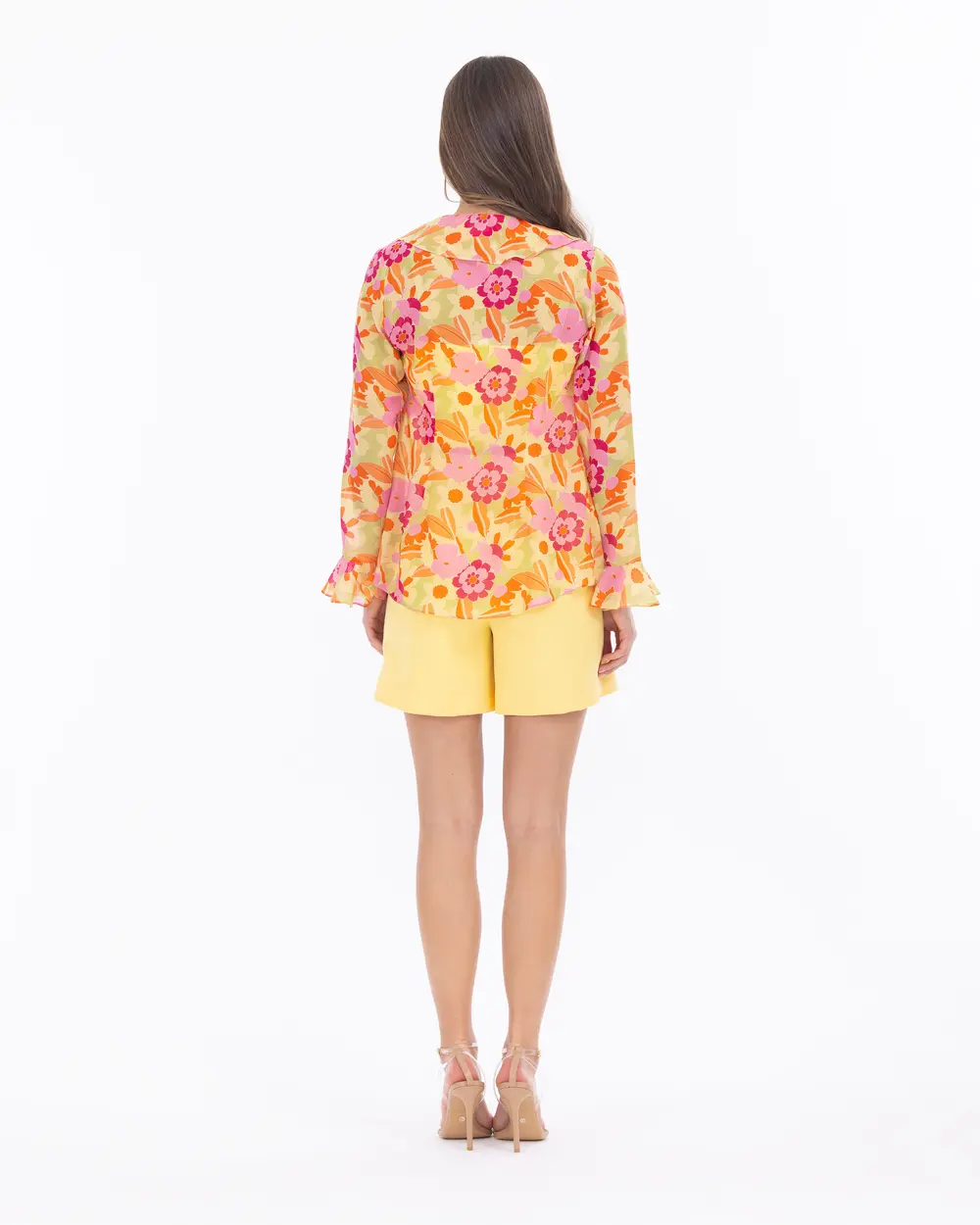 Ruffled Jacket With Floral Pattern Underwear Blouse
