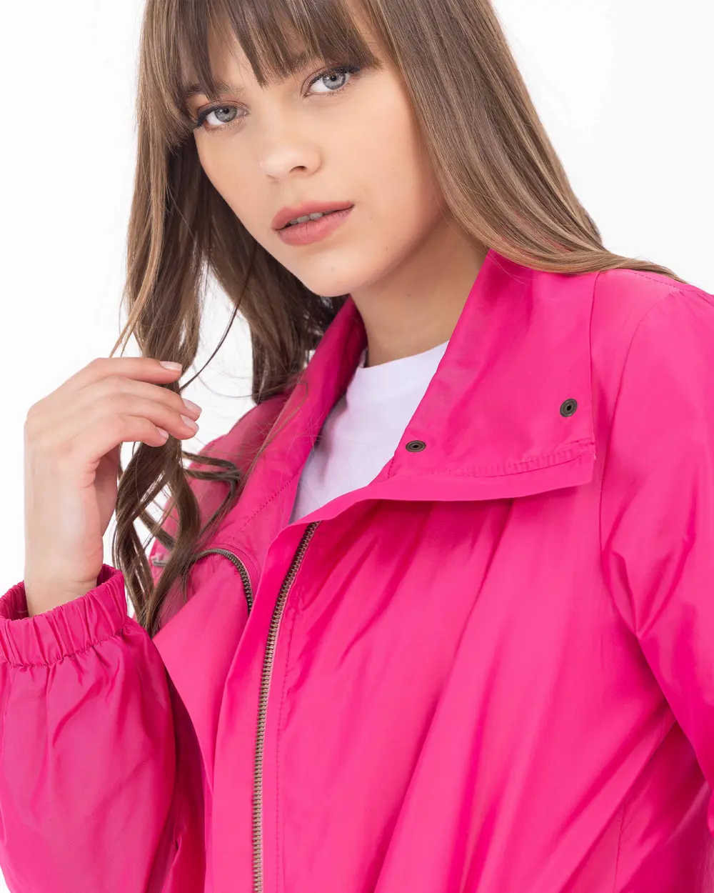 Vertical Collar Zippered Sports Trench Coat