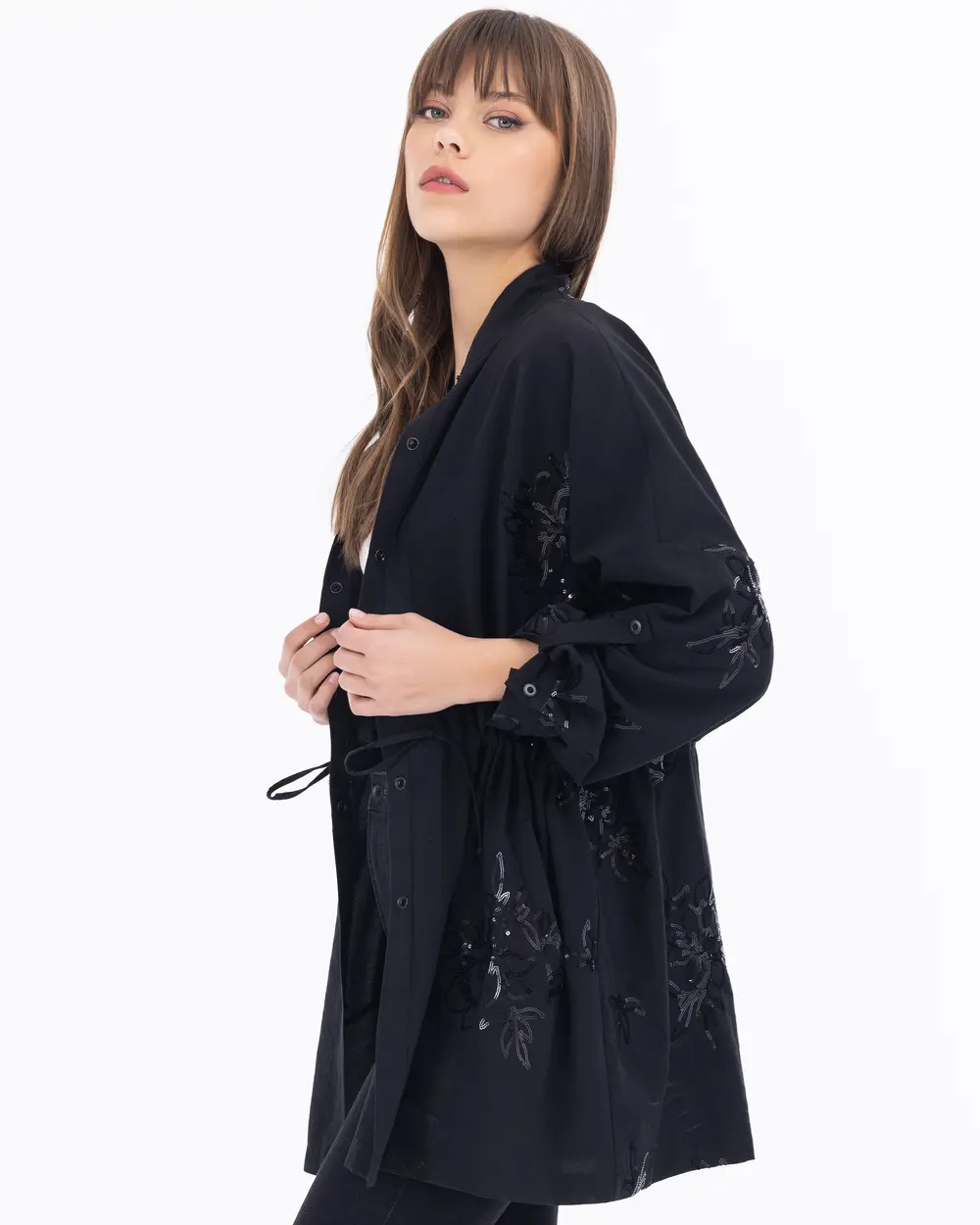 Dik Yaka Payetli Ceket