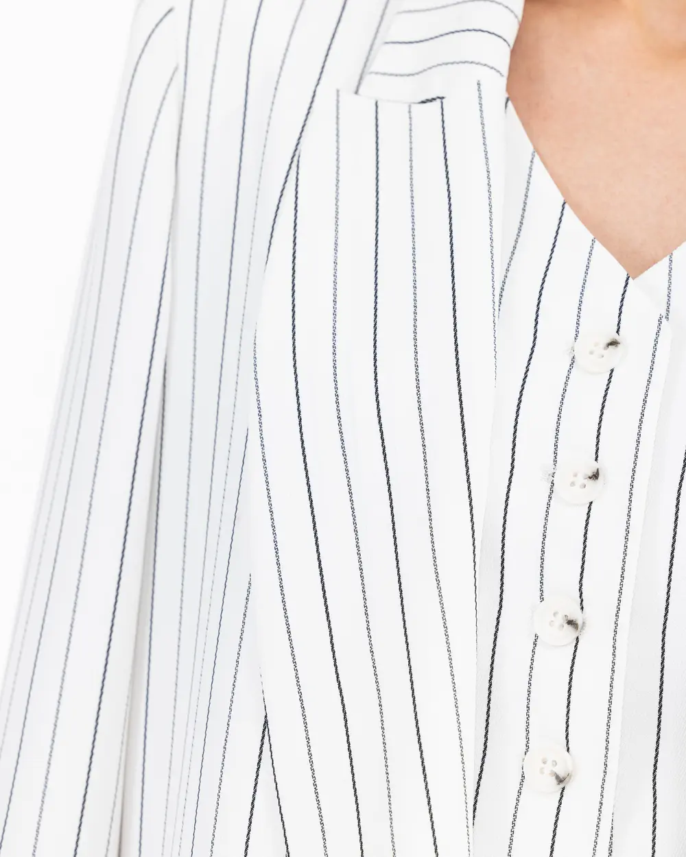 Striped Double Breasted Collar Blazer Jacket