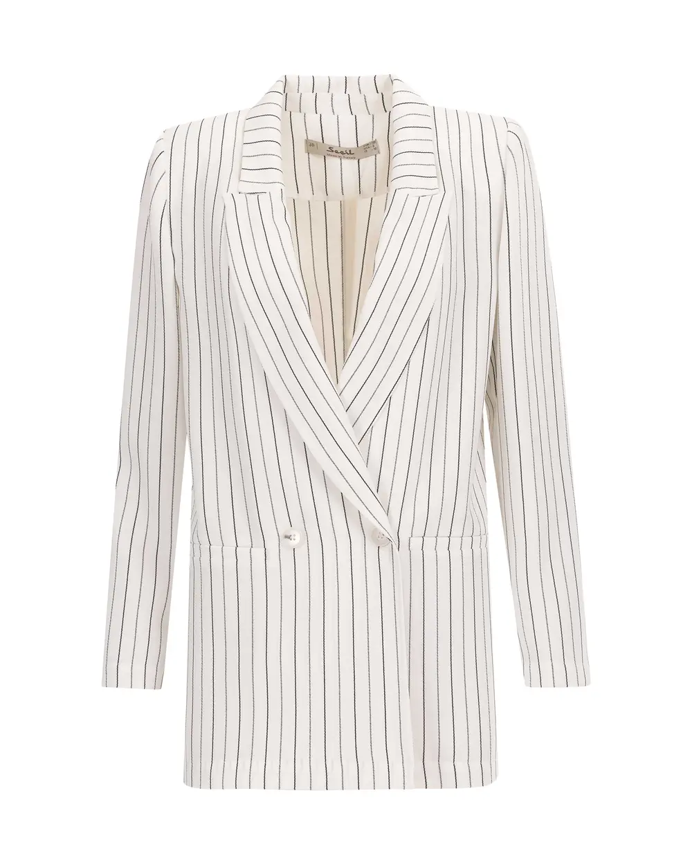 Striped Double Breasted Collar Blazer Jacket