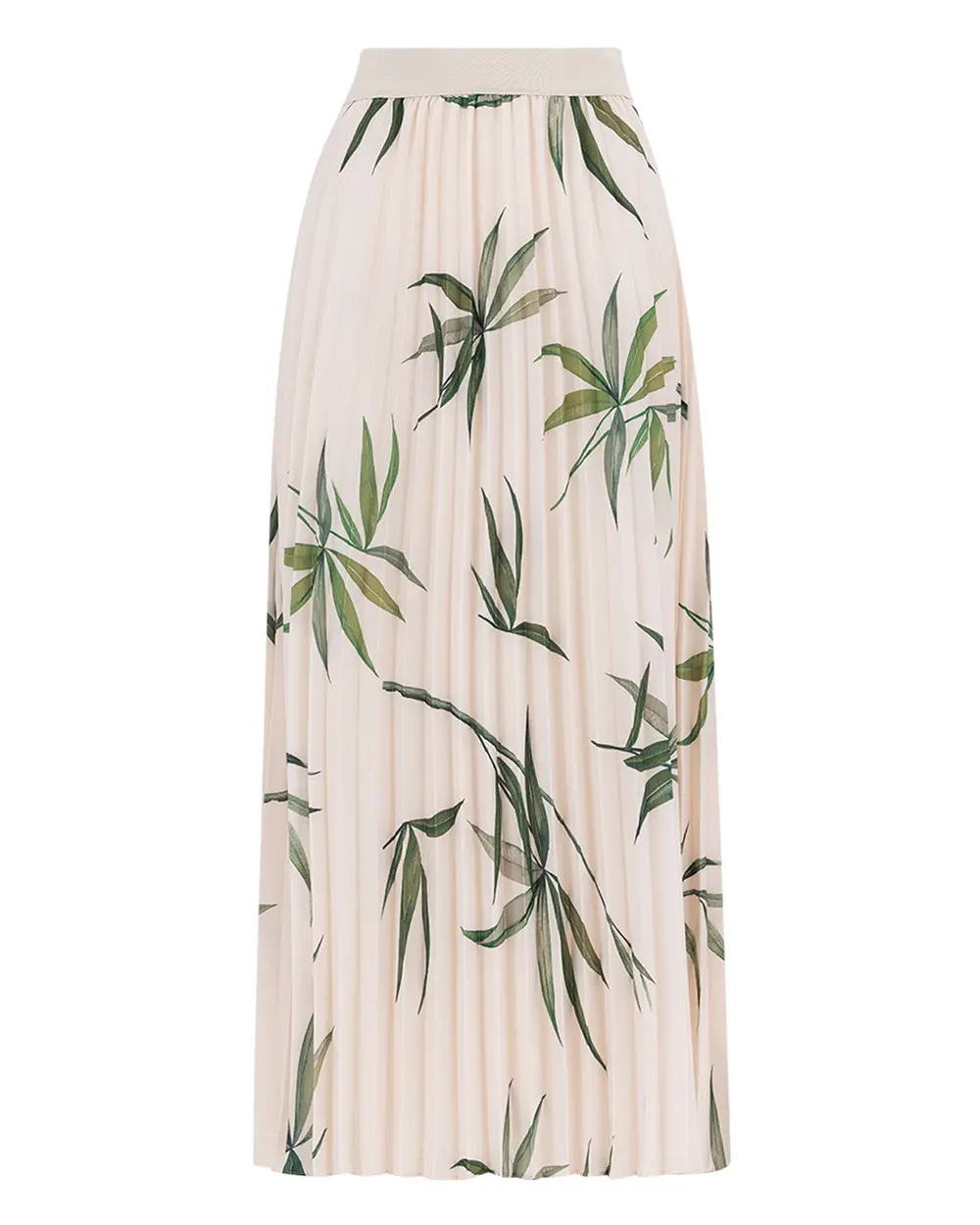 Tropical Patterned Elastic Waist Midi Skirt