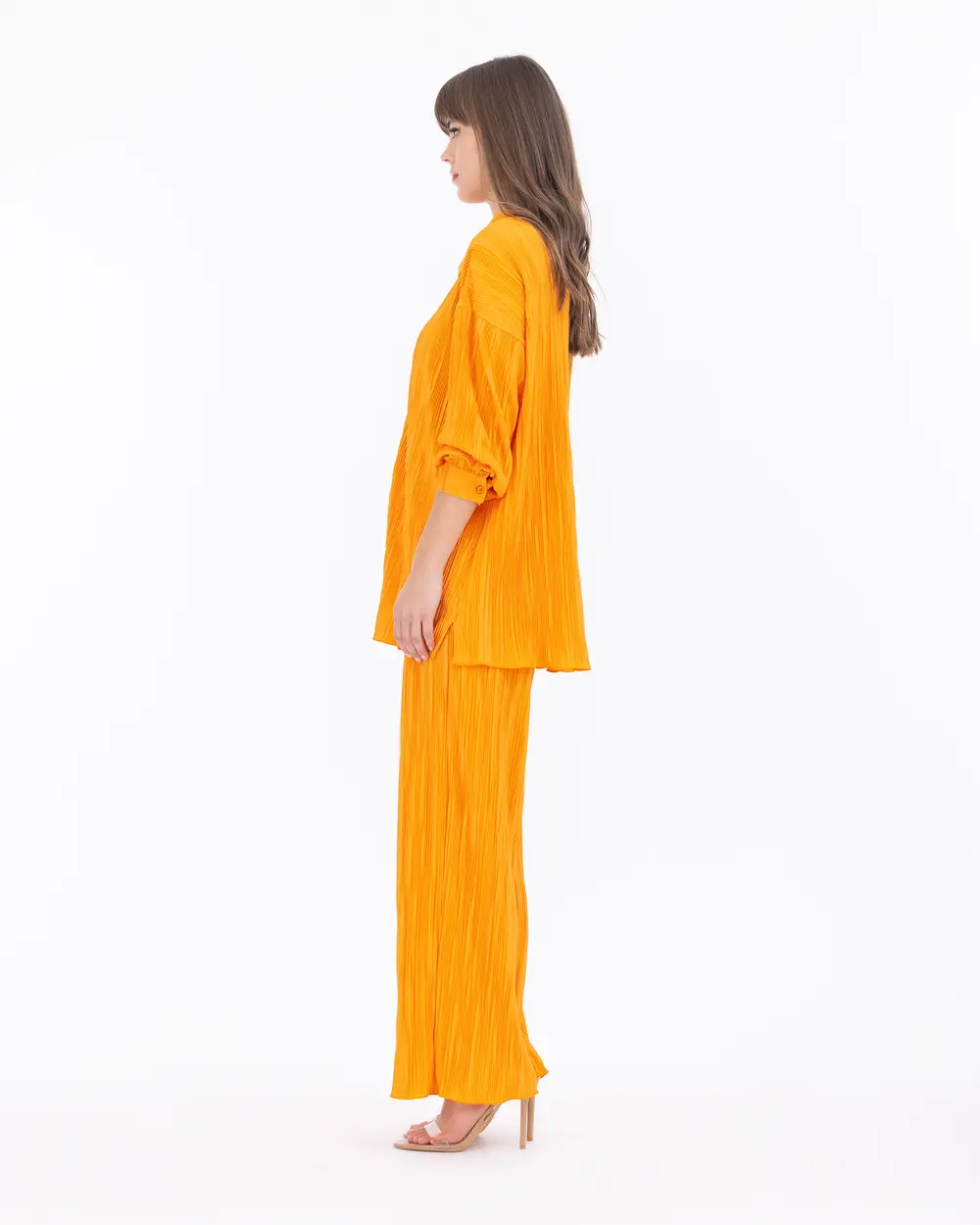 Elastik Bel Geniş Paça Tam Boy Pantolon