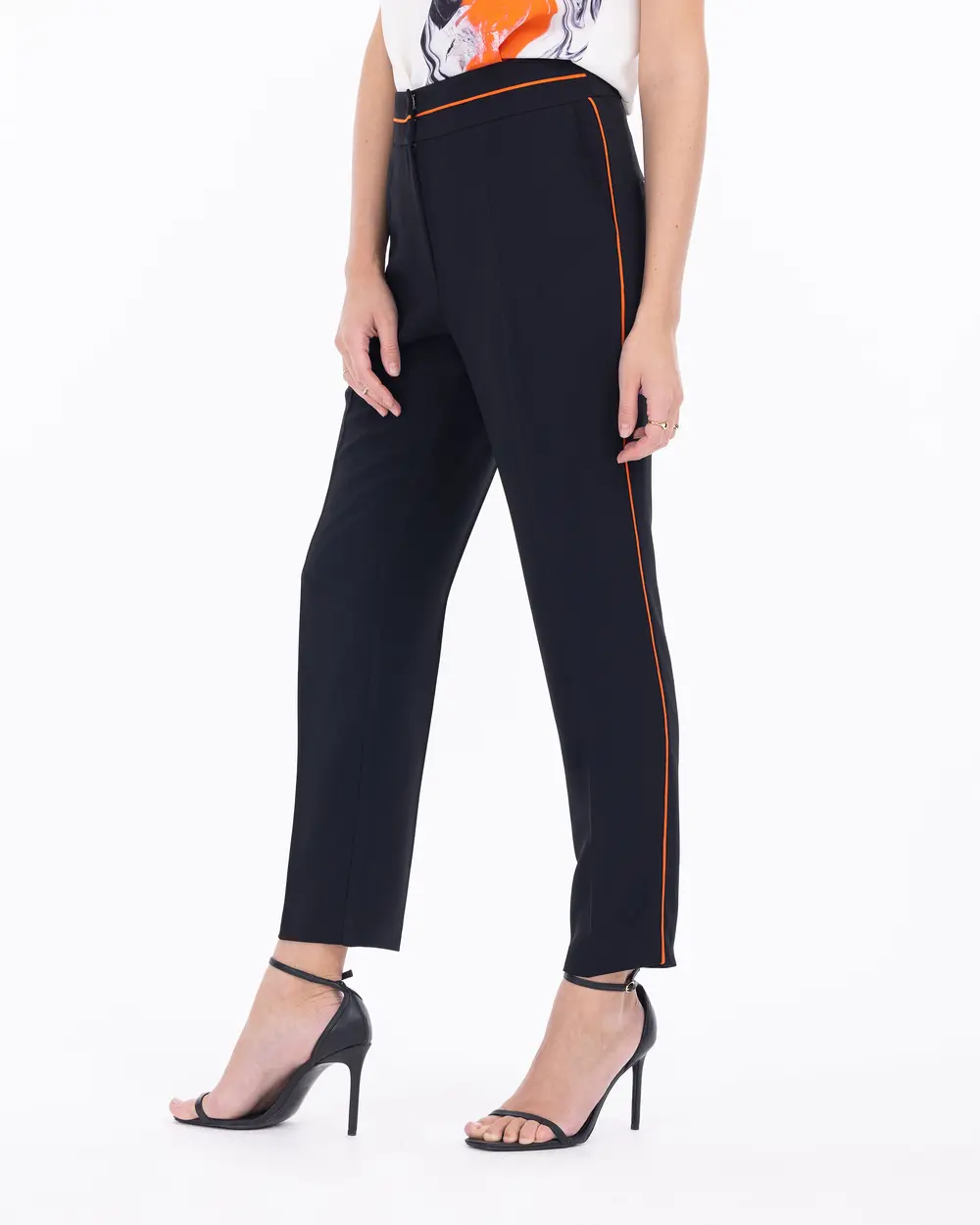 Stripe Detailed Classic Cut Ankle Length Trousers