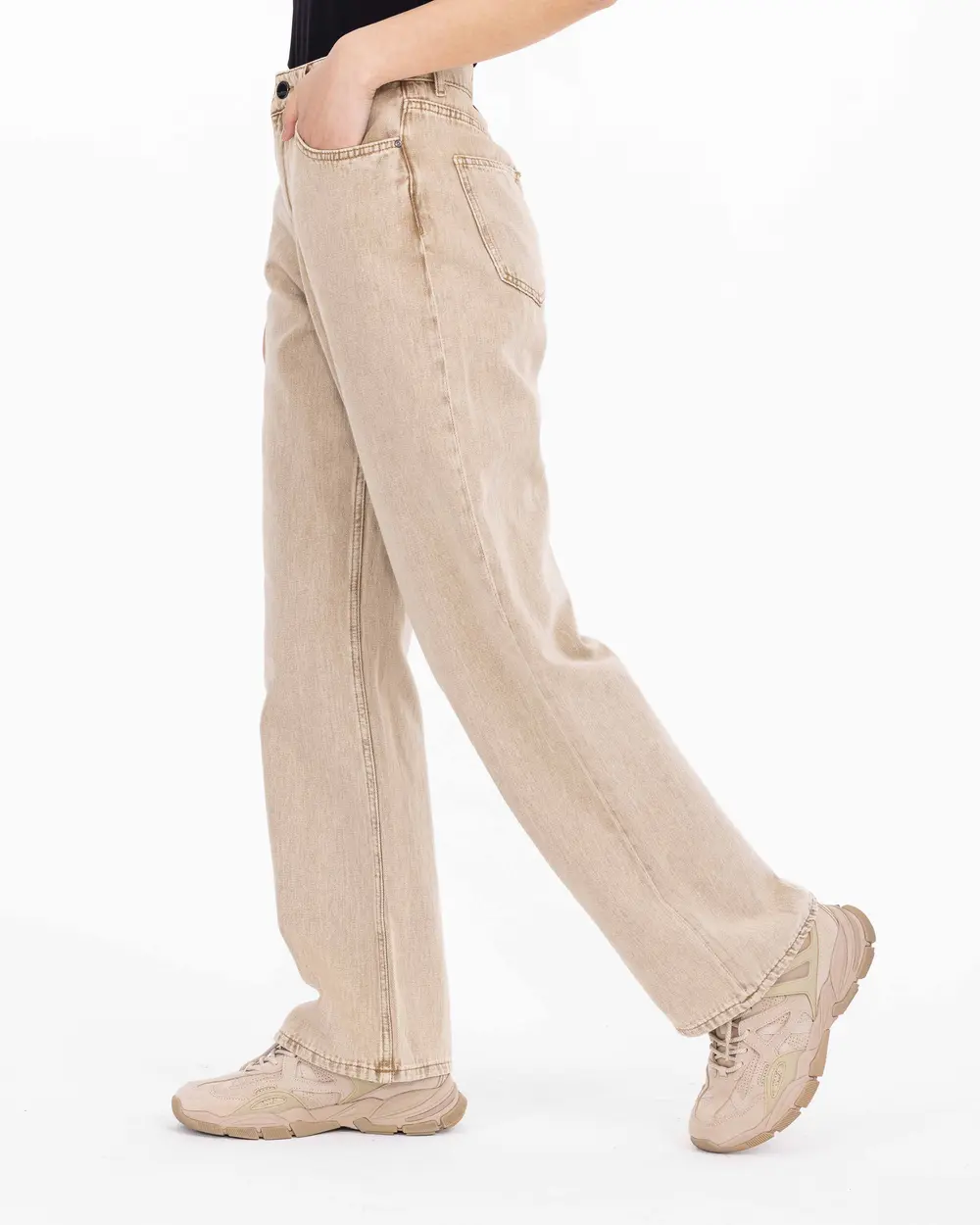 High Waist Wide Cut Pocketed Trousers