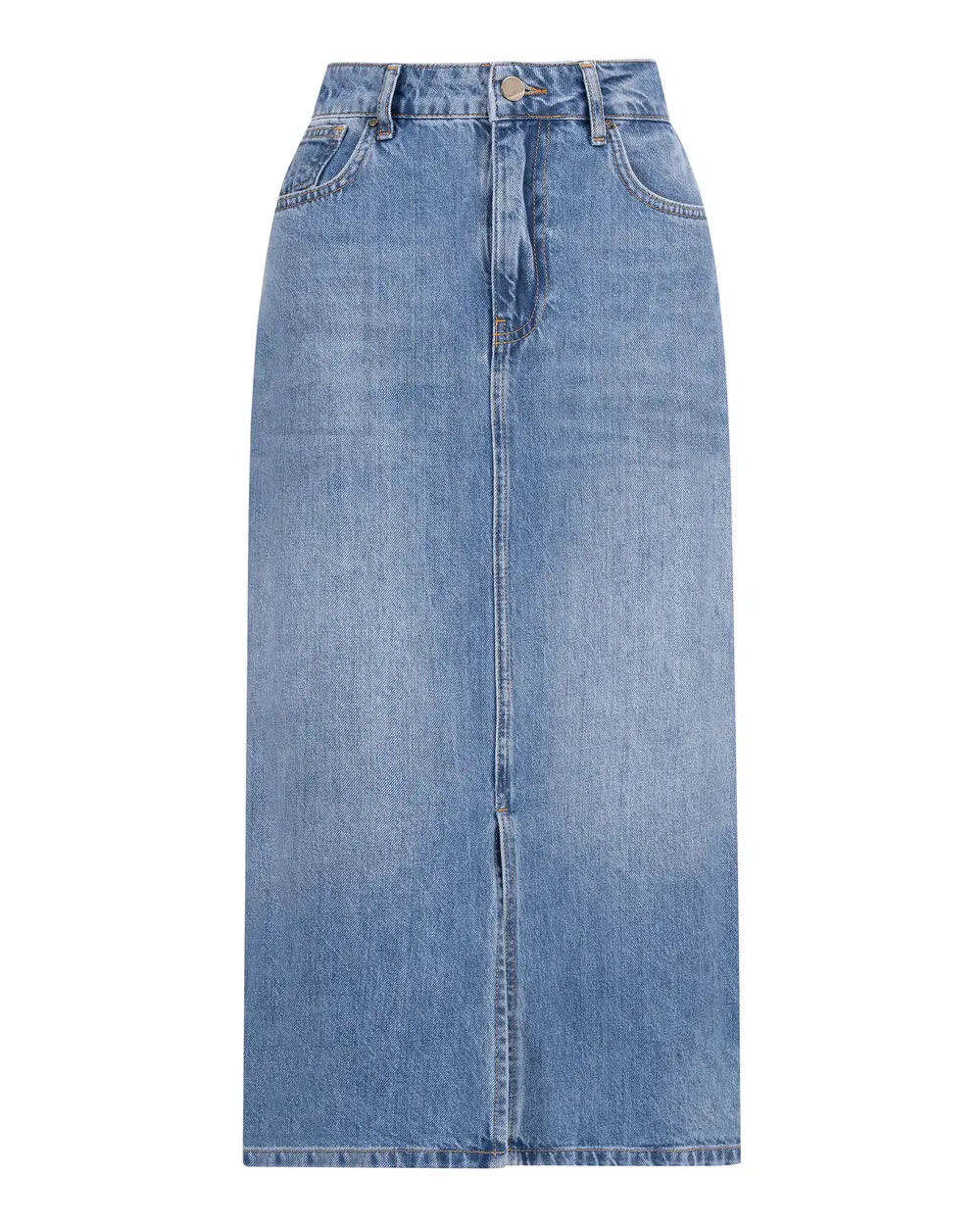 Slit Midi Oversized Jean Skirt