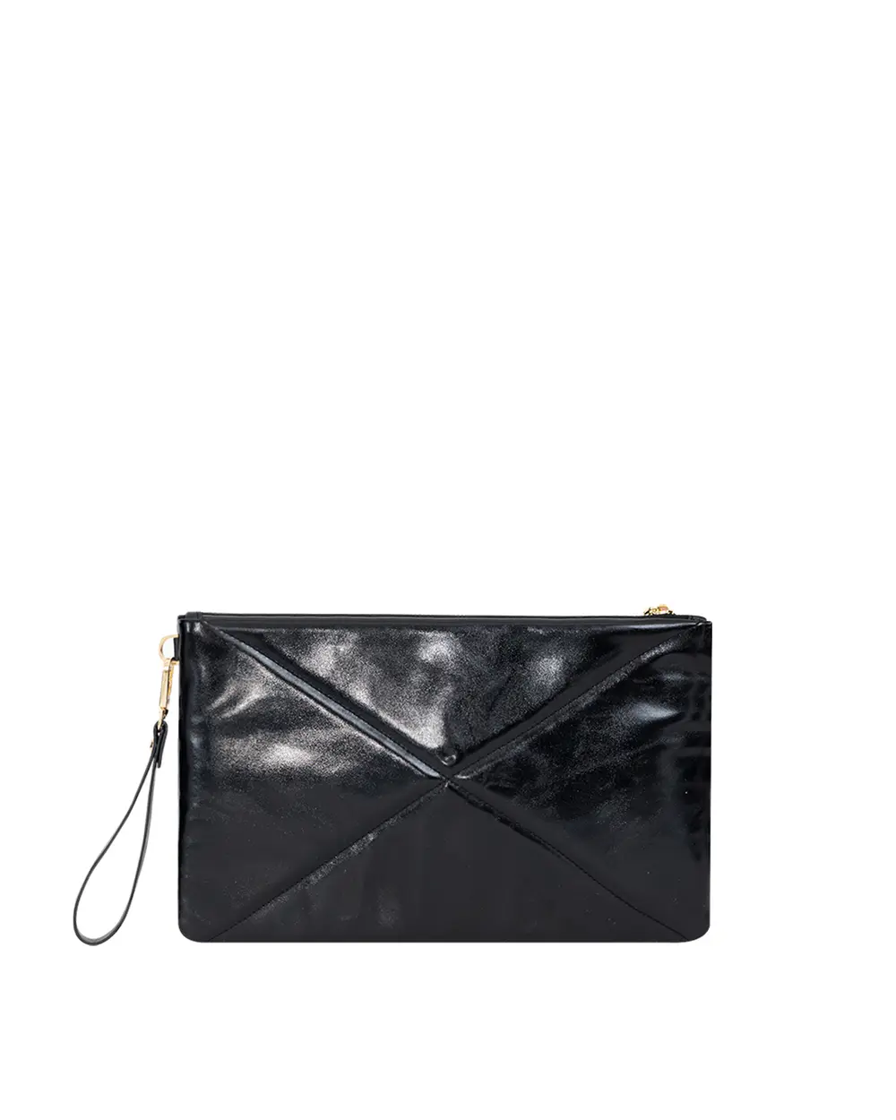 Faux Leather Chain Detailed Clutch Bag
