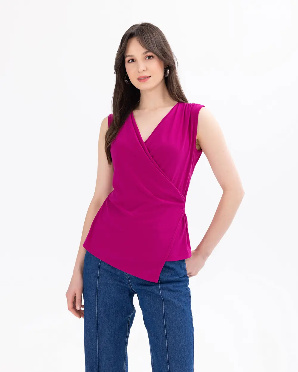 Double-breasted Collar Sleeveless Blouse