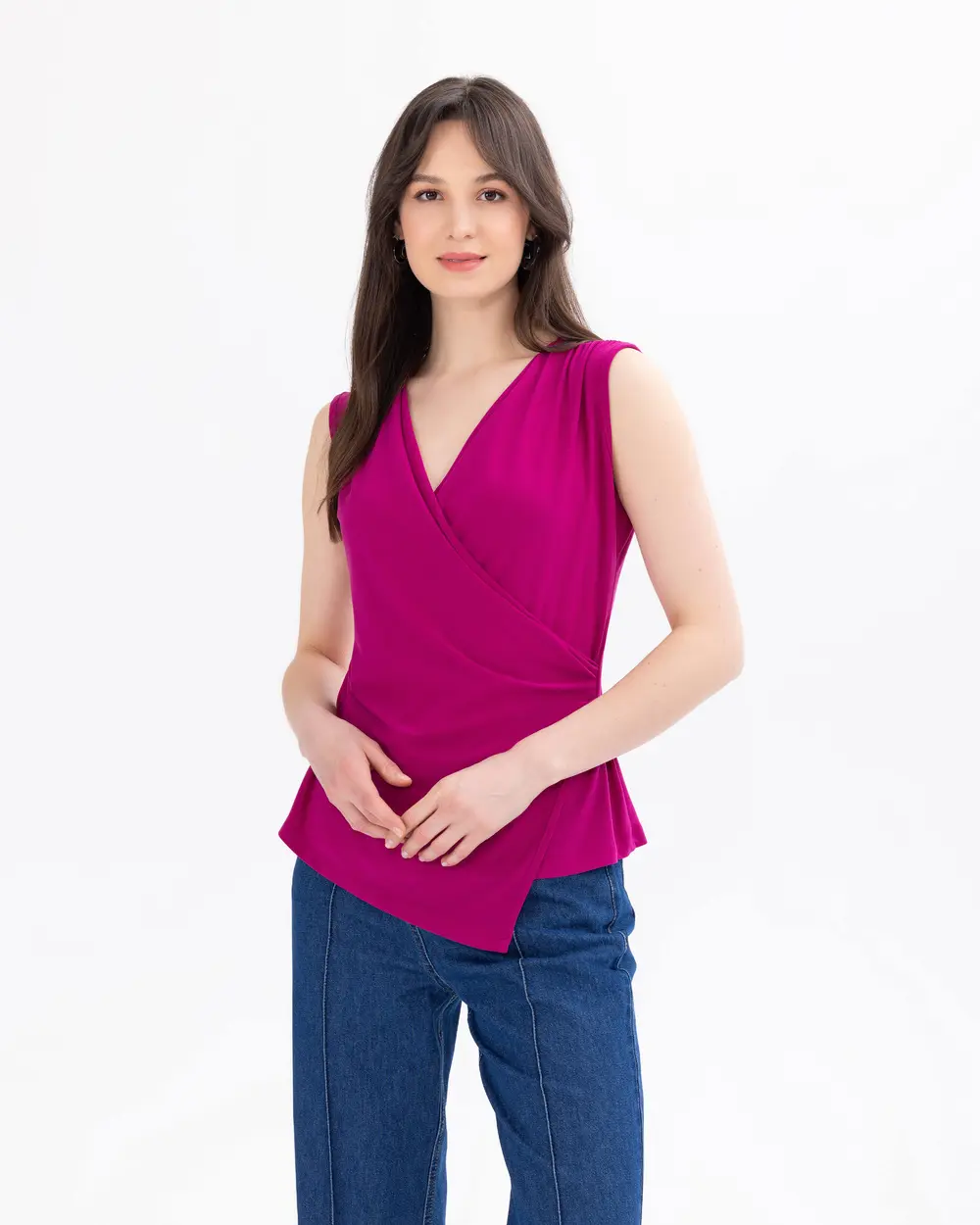 Double-breasted Collar Sleeveless Blouse