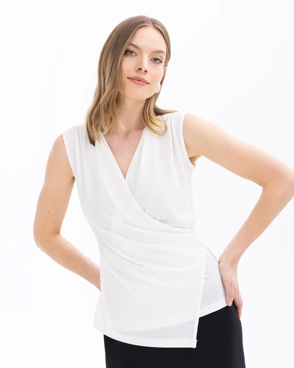 Double-breasted Collar Sleeveless Blouse