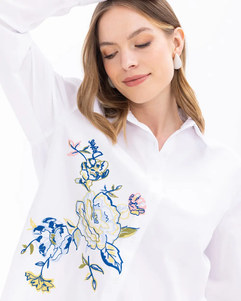 Embroidery Detailed Long Sleeve Shirt