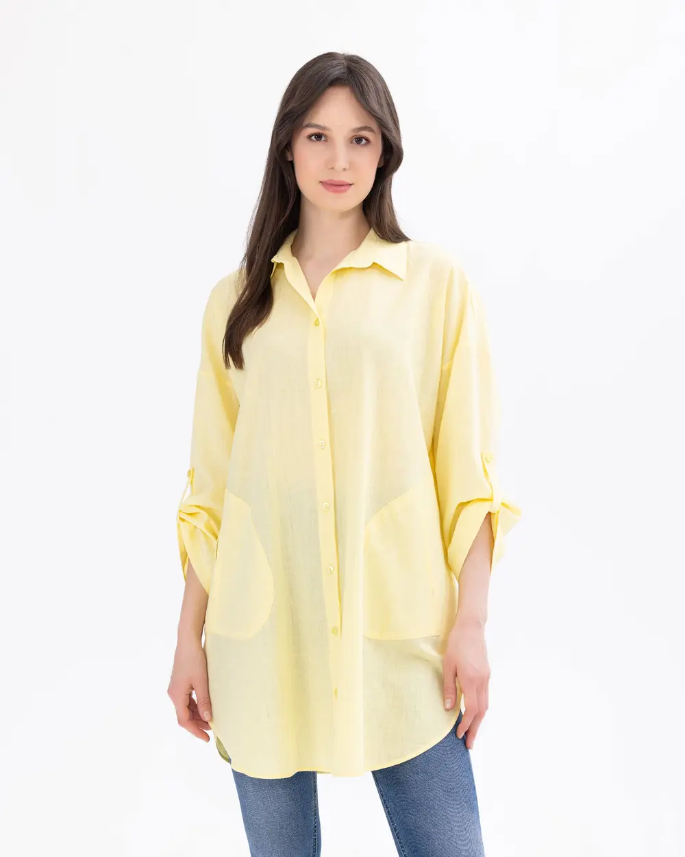 Linen Shirt with Foldable Sleeves