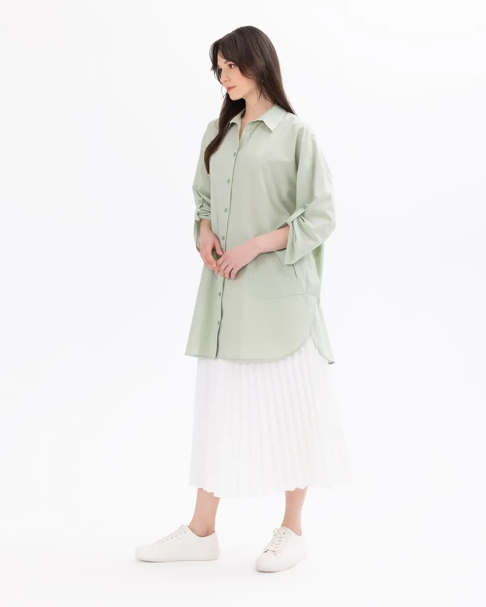 Linen Shirt with Foldable Sleeves