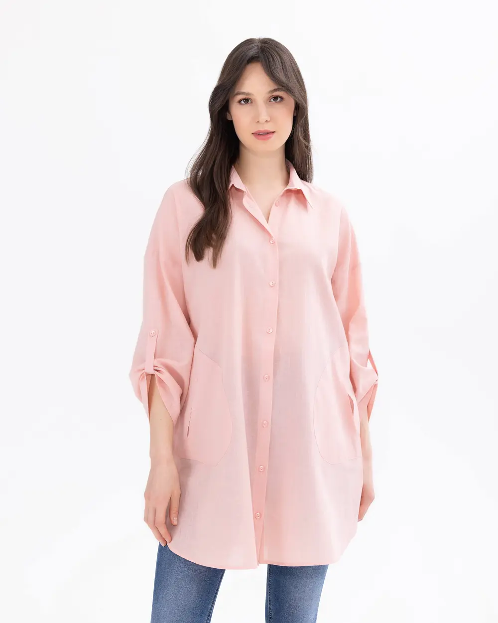 Linen Shirt with Foldable Sleeves