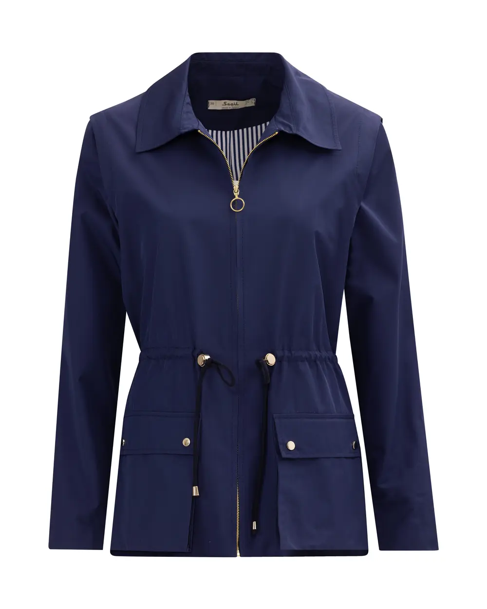 Water Repellent Pockets Sports Trench Coat with Lacing Detail