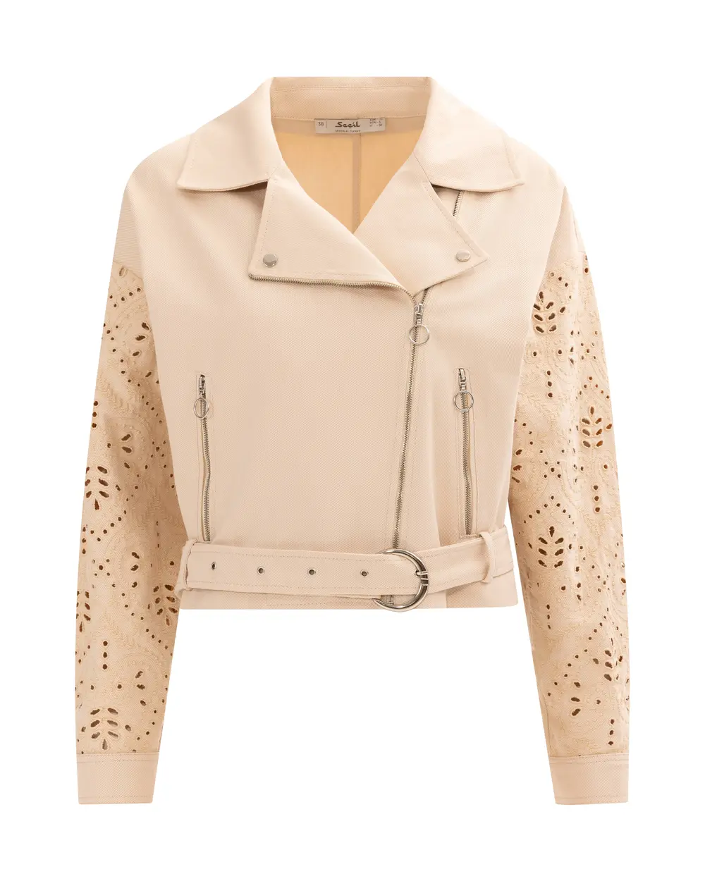 Embroidery Detailed Belted Canvas Jacket