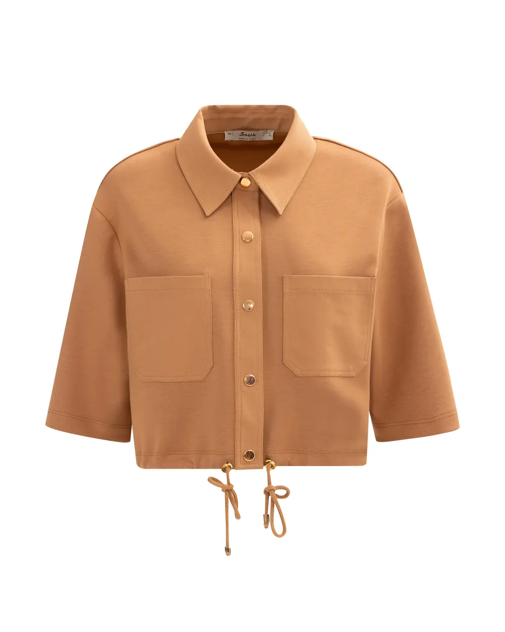 Short Sleeve Waist Length Jacket with Snap Buttons