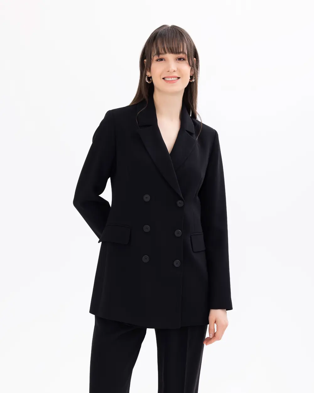 Button Detailed Lined Blazer Jacket