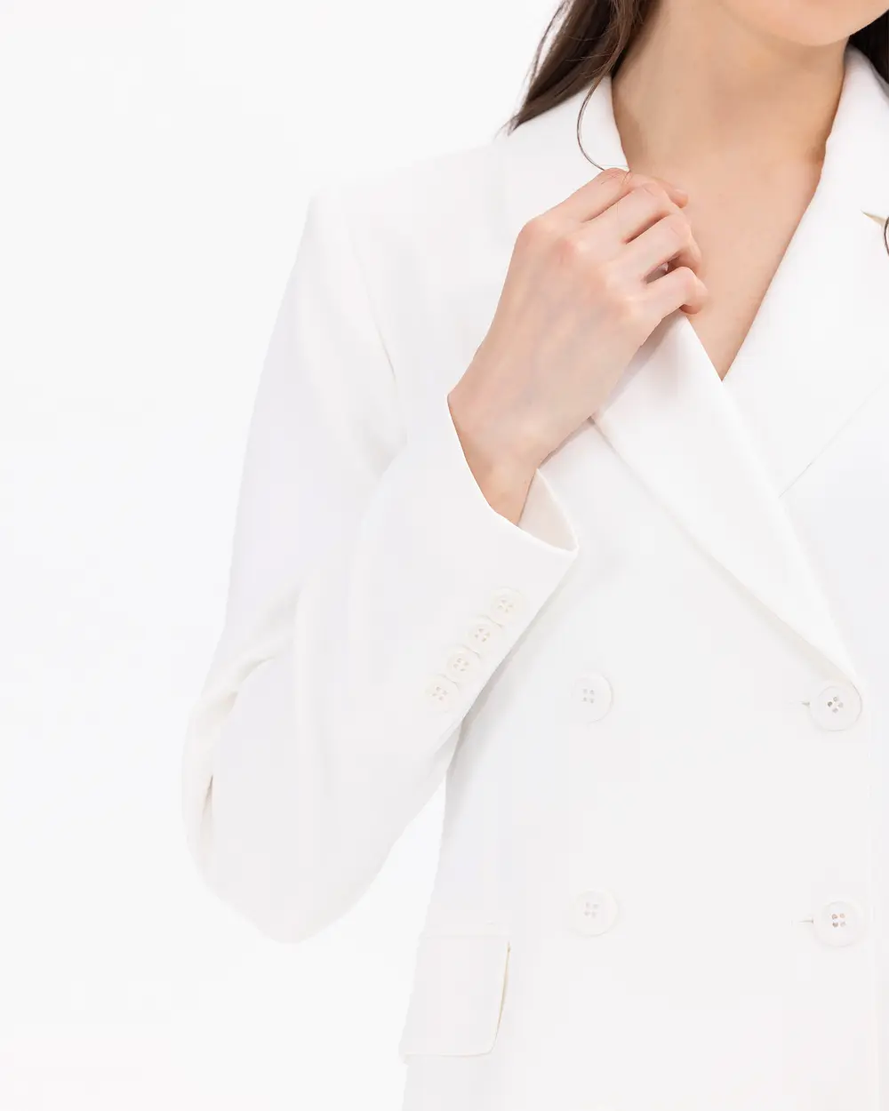 Button Detailed Lined Blazer Jacket