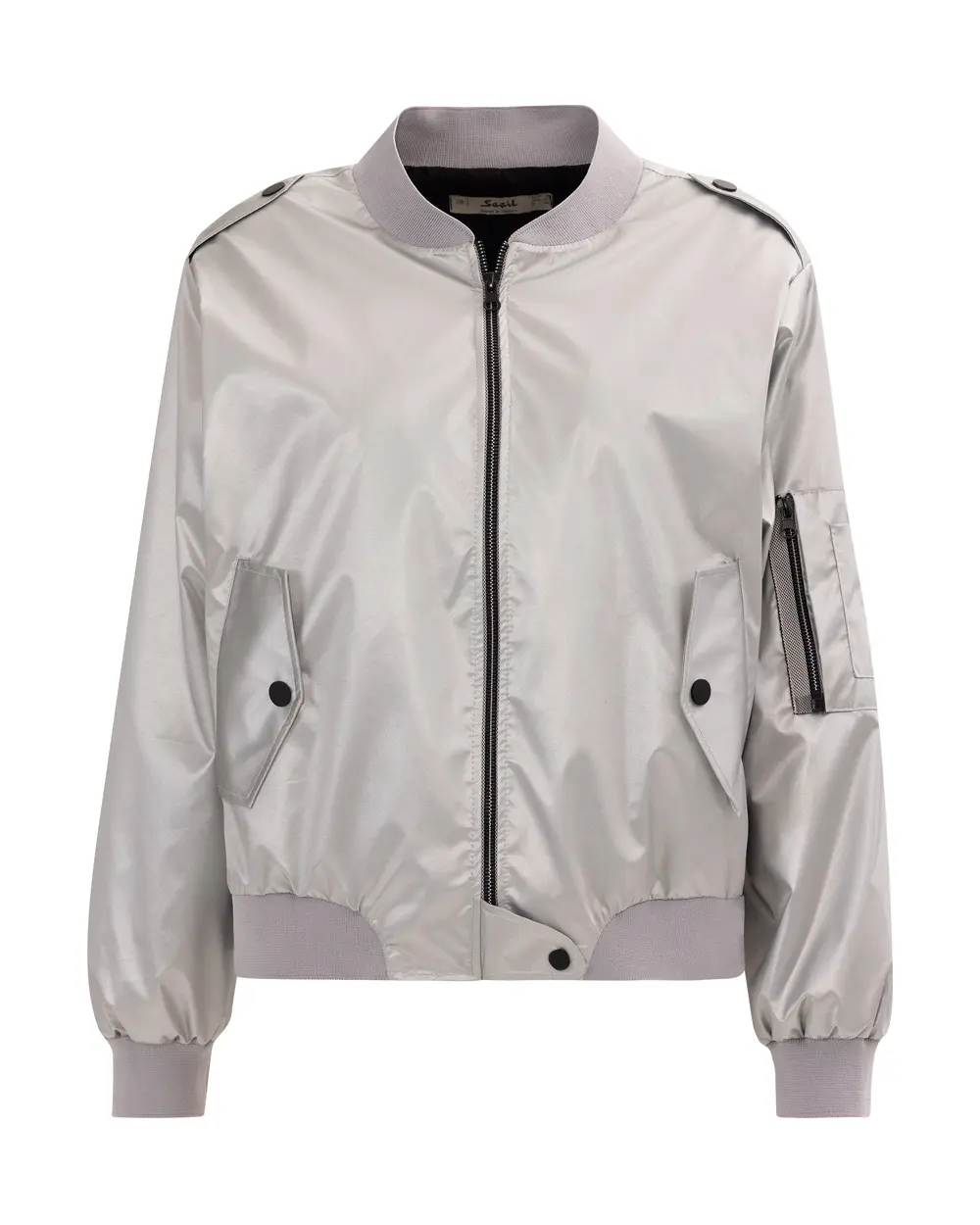 Bomber Jacket with Zippered Pocket Detail