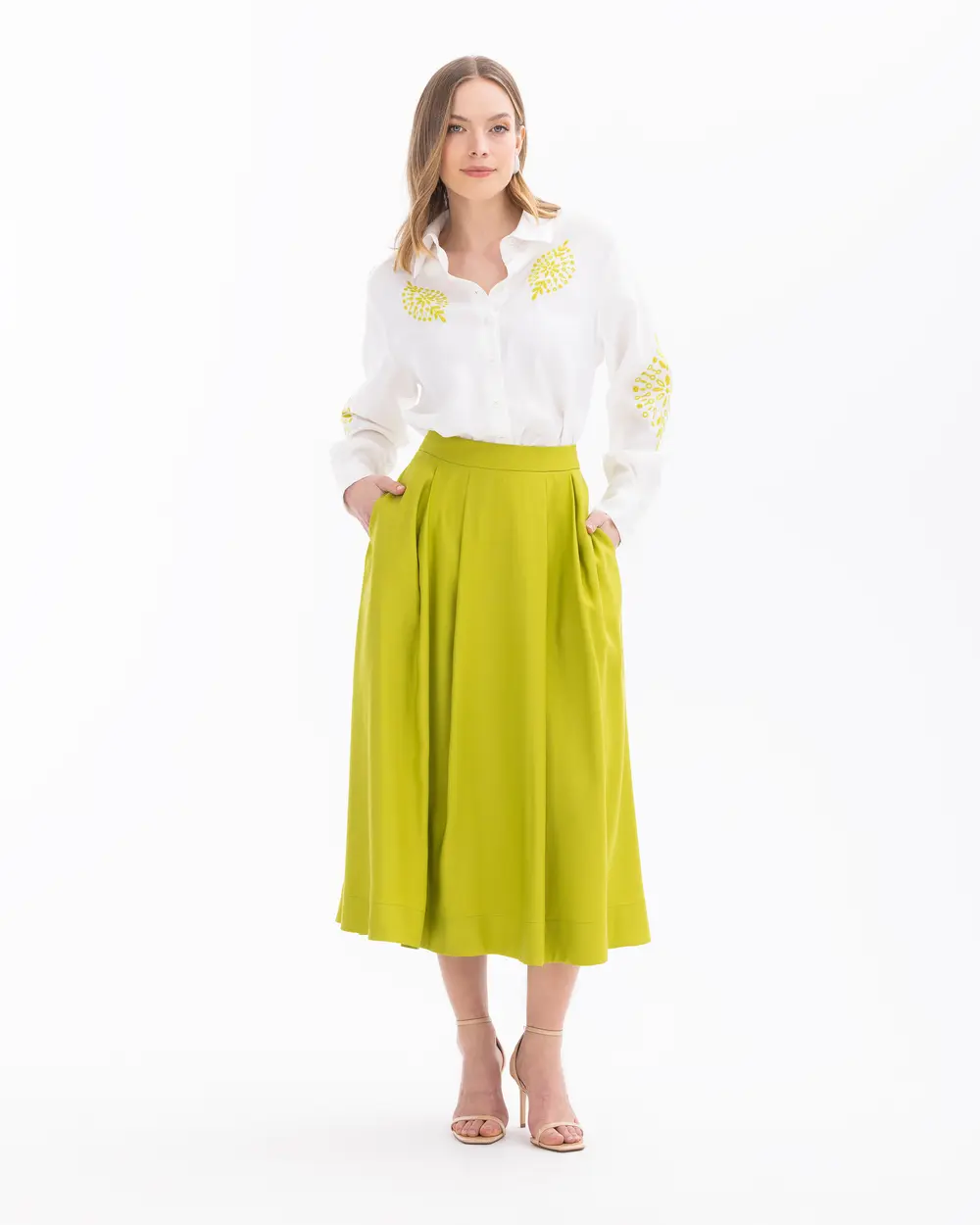 Pleated Knee-length Skirt