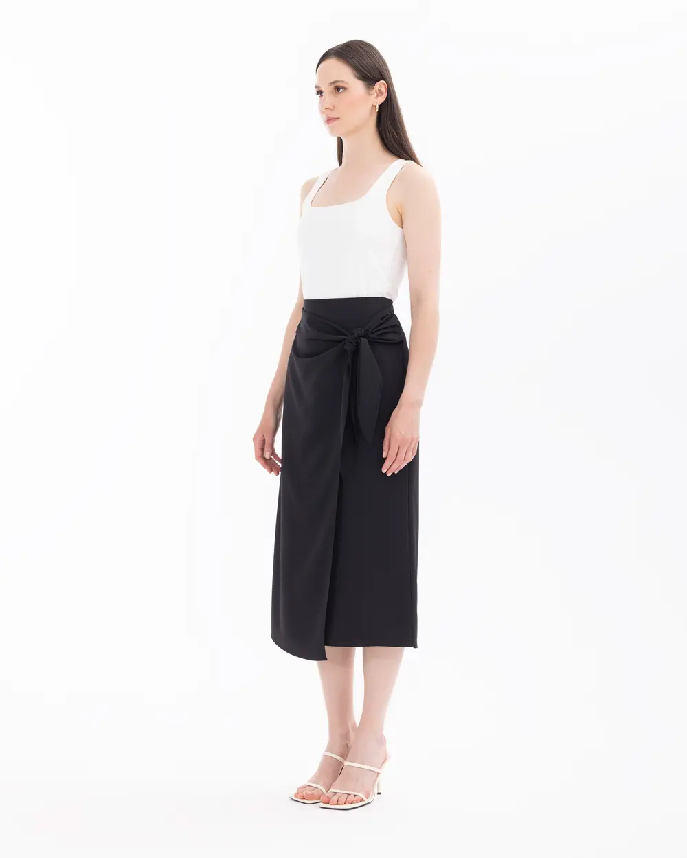 Belted Double-breasted Narrow Form Skirt