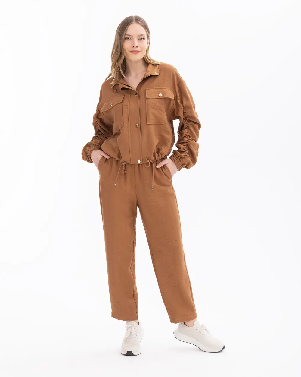 Ankle Length Pants with Elastic Waist Pockets