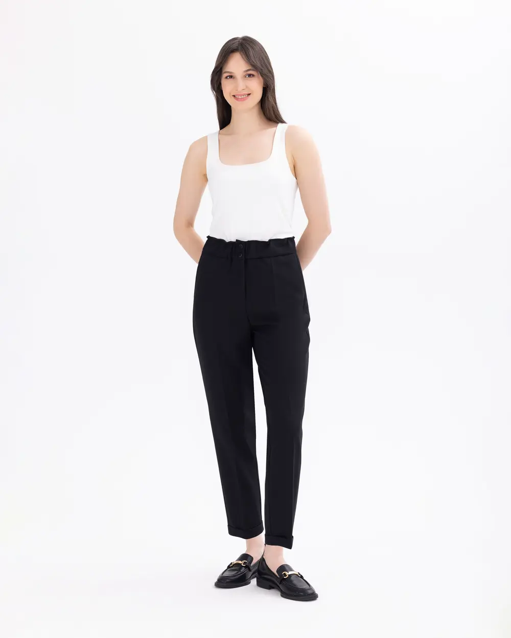 Ankle Drawstring Wide Denim Pants main image 0