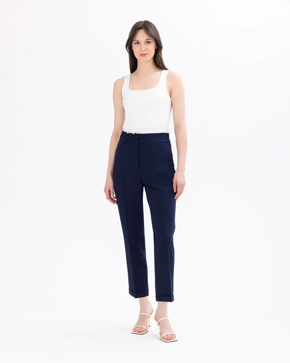 Ankle Drawstring Wide Denim Pants main image 1
