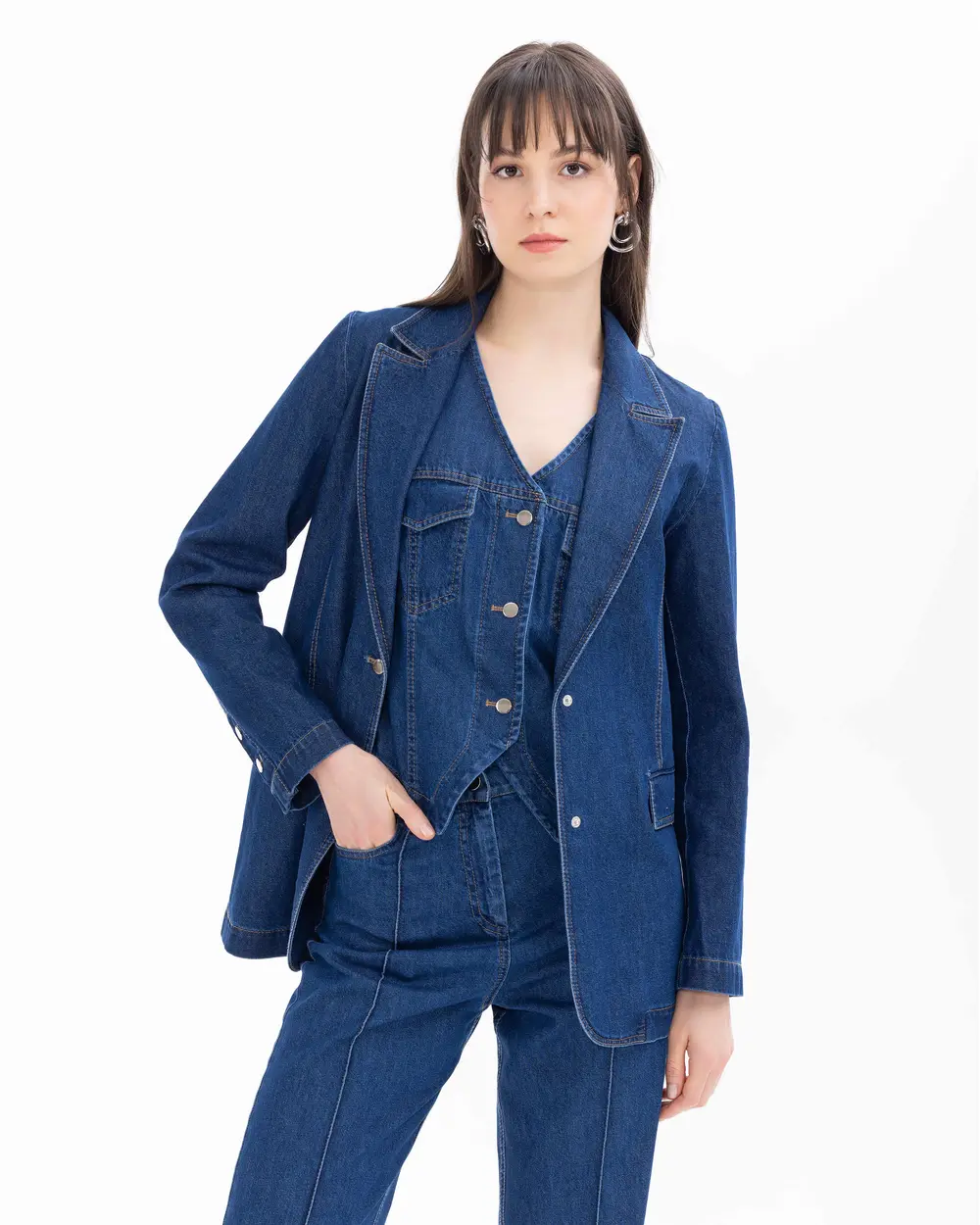 Jean Jacket with Button Detailed Pockets