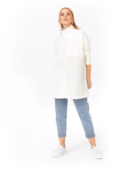 SCL FUR DETAILED SWAN NECK SWEATSHIRT