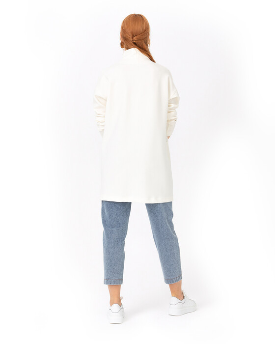 SCL FUR DETAILED SWAN NECK SWEATSHIRT