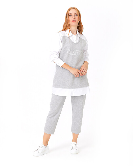 Gömlek Detaylı Sweatshırt