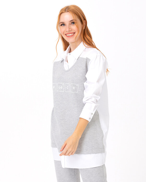 Gömlek Detaylı Sweatshırt