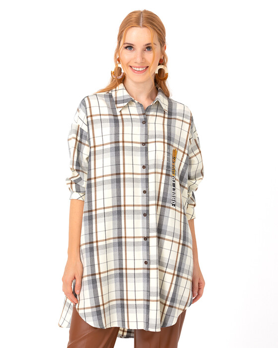SCL SLOGAN DETAILED CHECK TUNIC