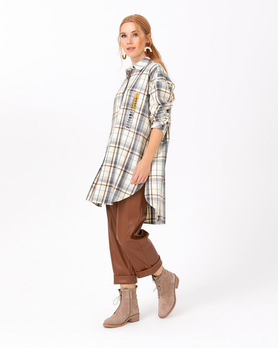 SCL SLOGAN DETAILED CHECK TUNIC
