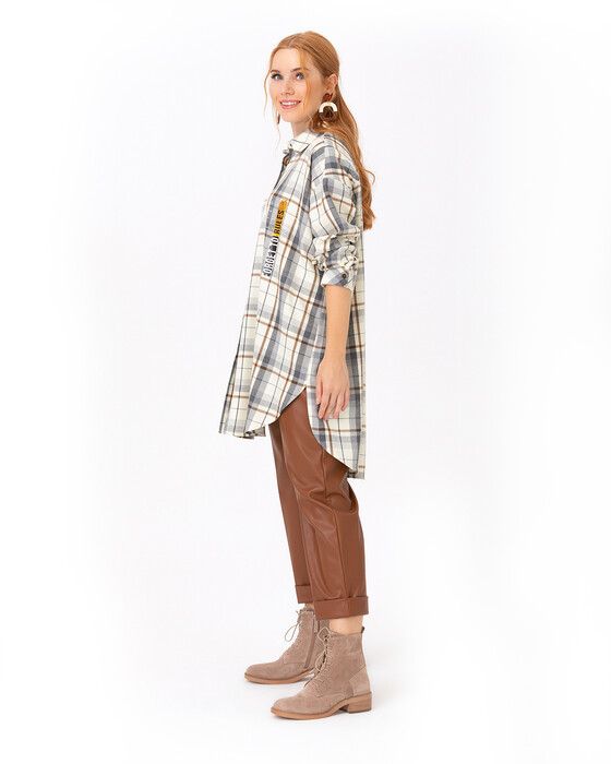 SCL SLOGAN DETAILED CHECK TUNIC